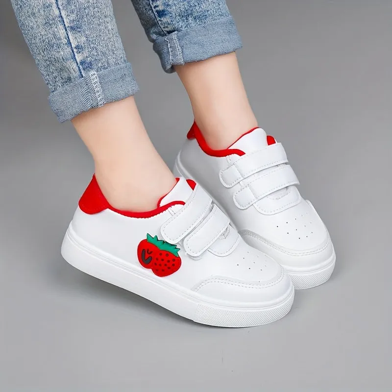 Strawberry Print White Sneaker Shoes – Lightweight & Comfortable