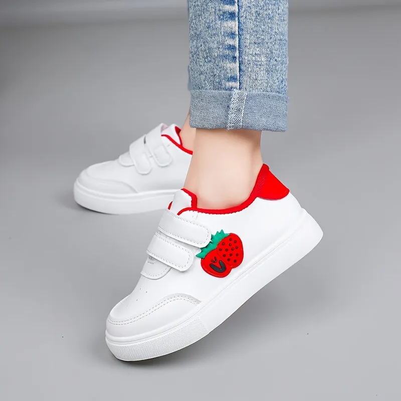 Strawberry Print White Sneaker Shoes – Lightweight & Comfortable