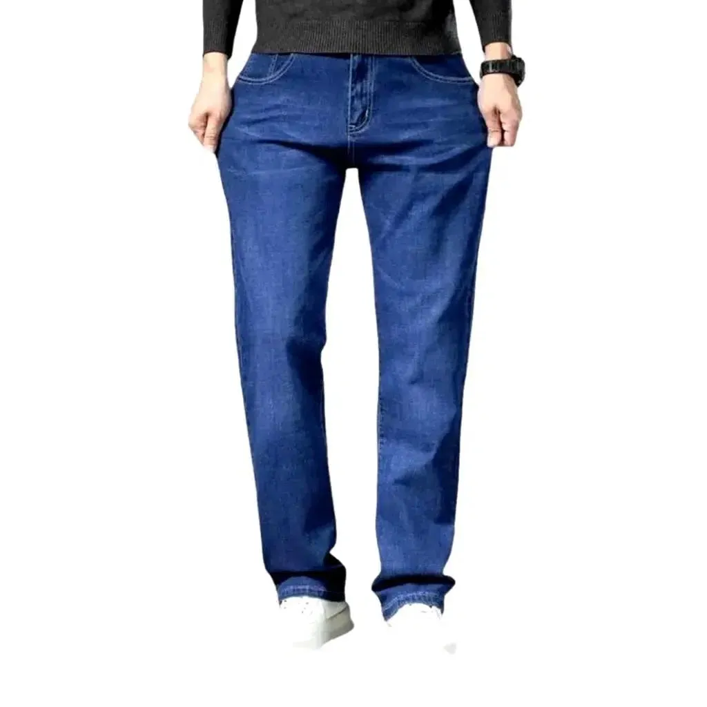 Stretchy men's mid-waist jeans