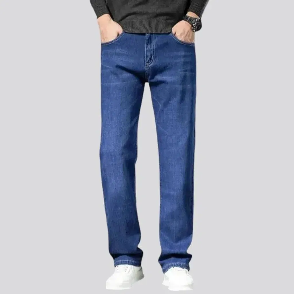 Stretchy men's mid-waist jeans