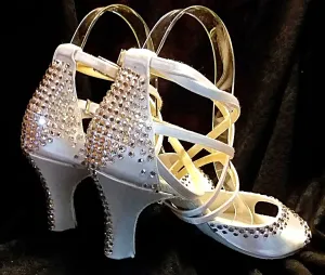 Style #9 Custom Rhinestone Ballroom Dance Shoes- Size 8