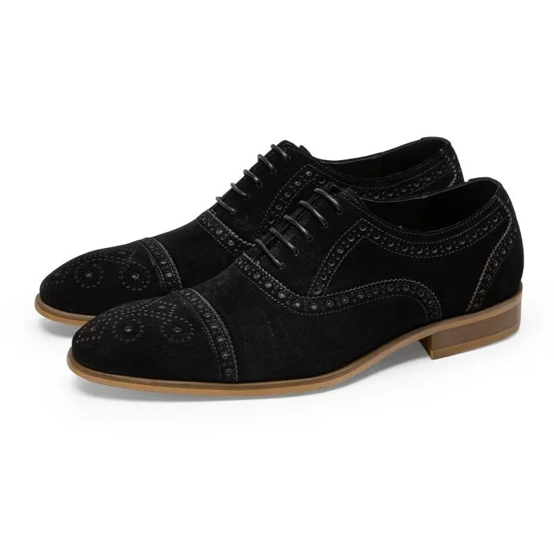 SuedeLux Elegant Texture Lace-Up Dress Brogues