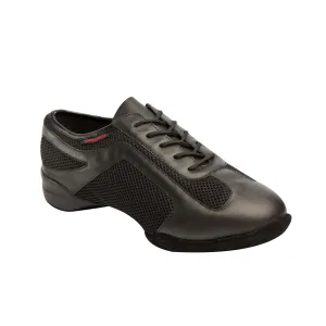 Supadance: Unisex Dance Sneaker S8910 | Black Leather/Mesh Split Suede Sole