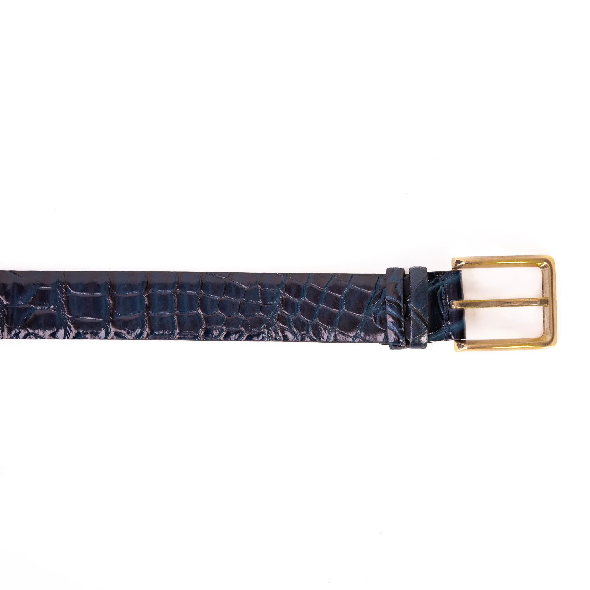 The Strat Navy Blue Leather Belt