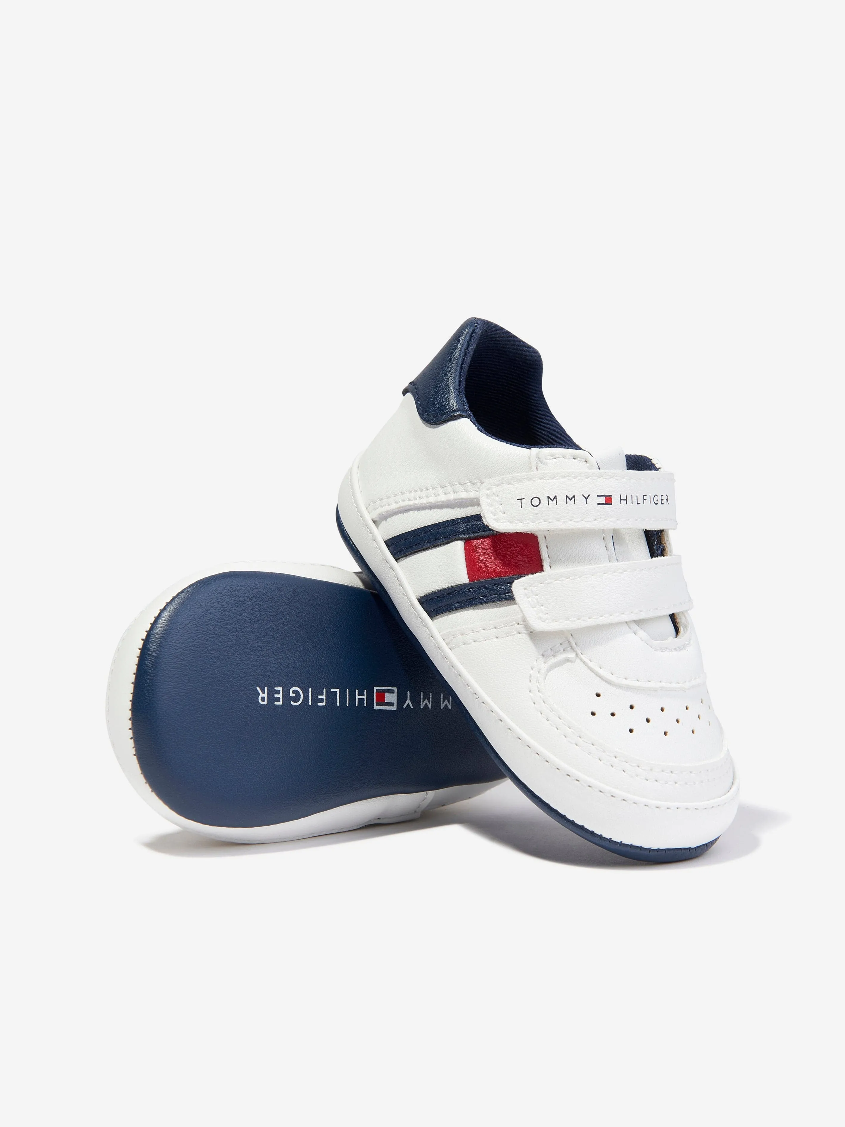 Tommy Hilfiger Baby Boys Flag Low Cut Velcro Trainers in White