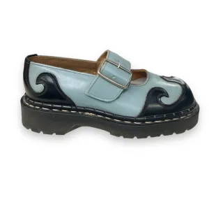 Tredair Black/Pale Blue Swirly Mary Jane Sandal