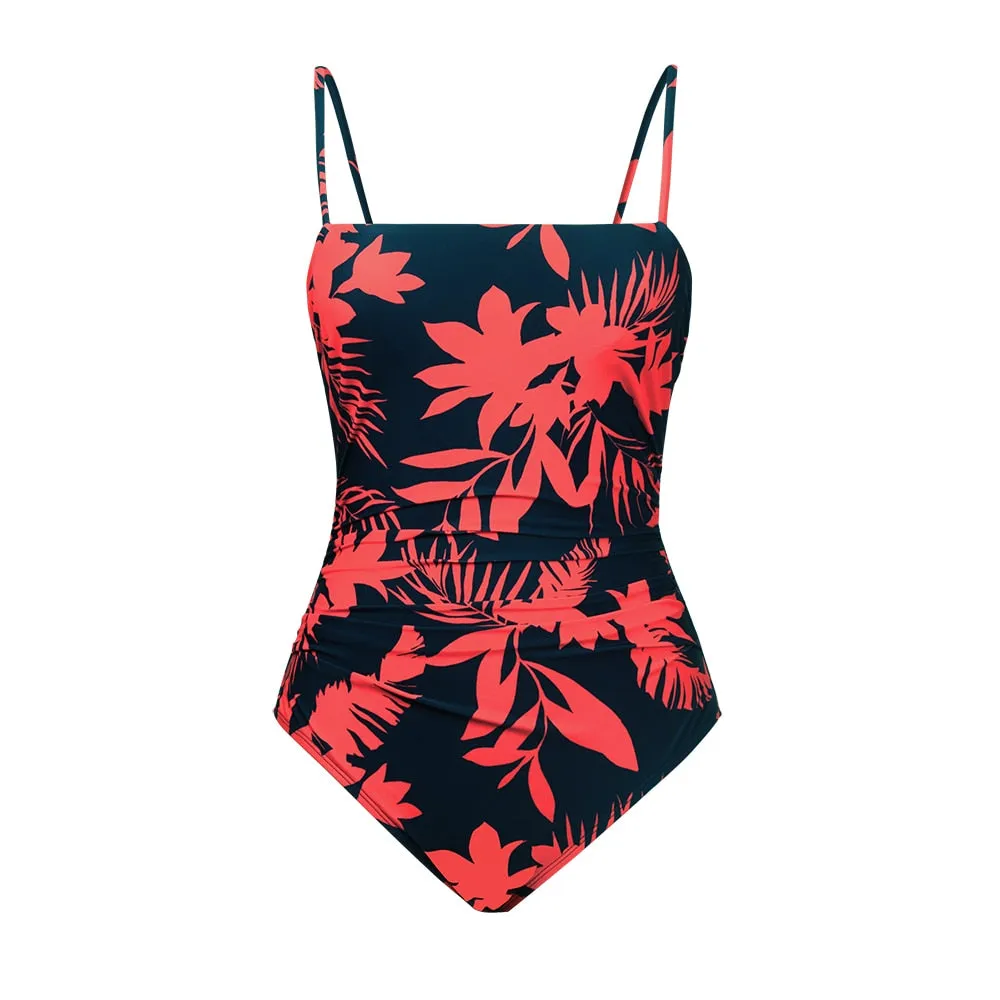 Tropical Strappy Backless Monokini Swimsuit