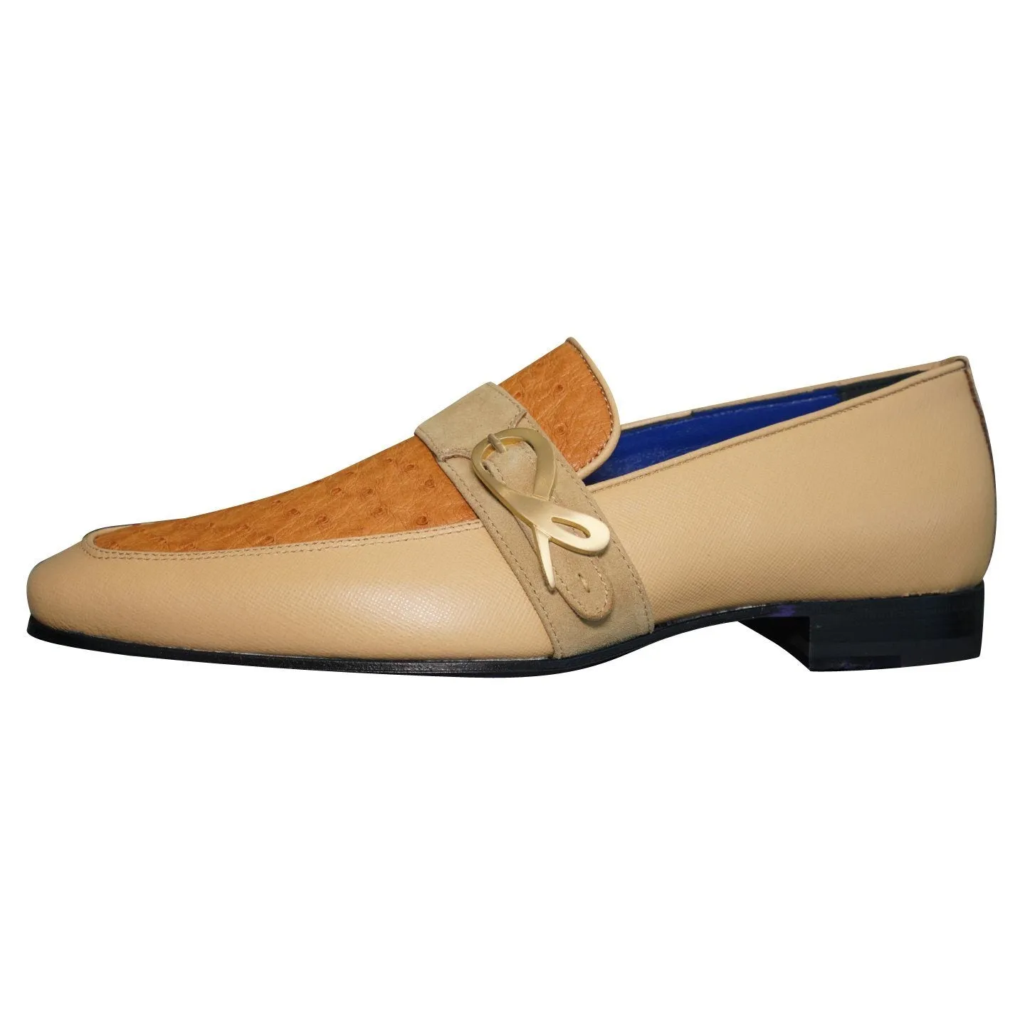 Tuscan Ostrich Monk Gold Loafer