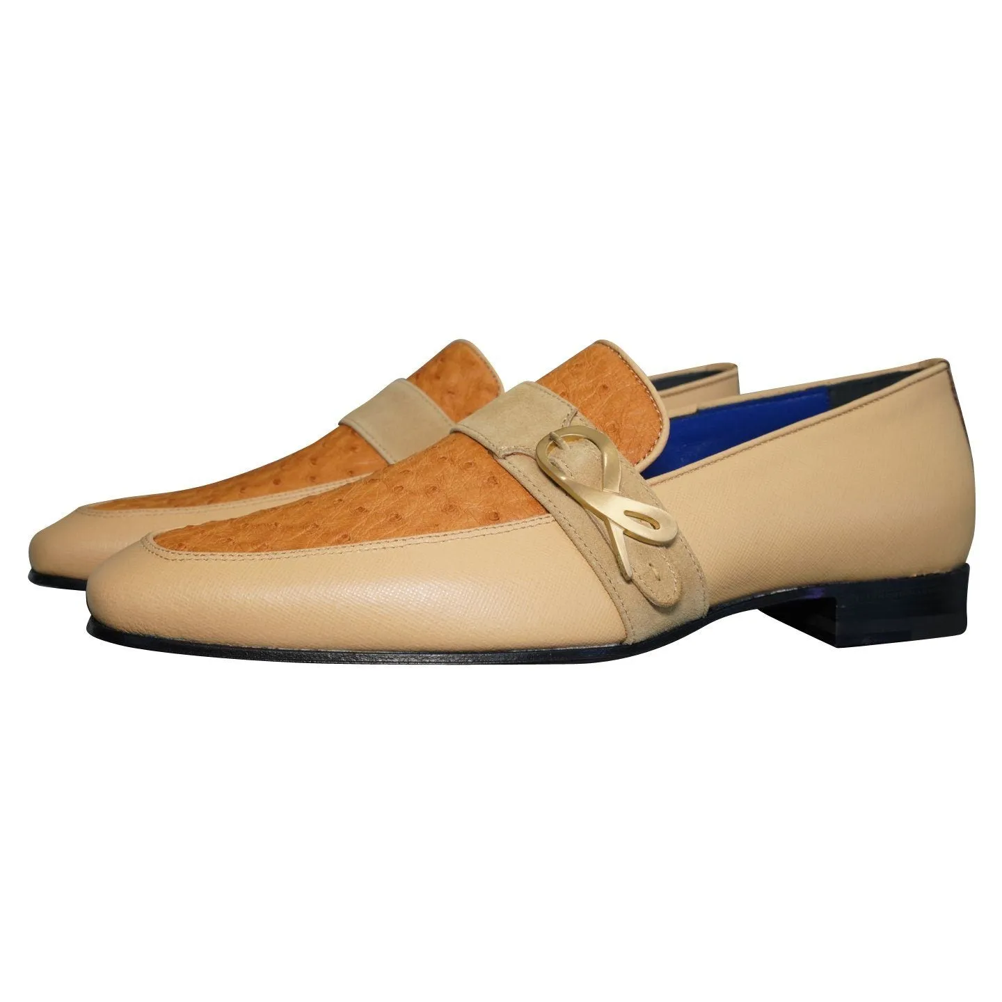 Tuscan Ostrich Monk Gold Loafer