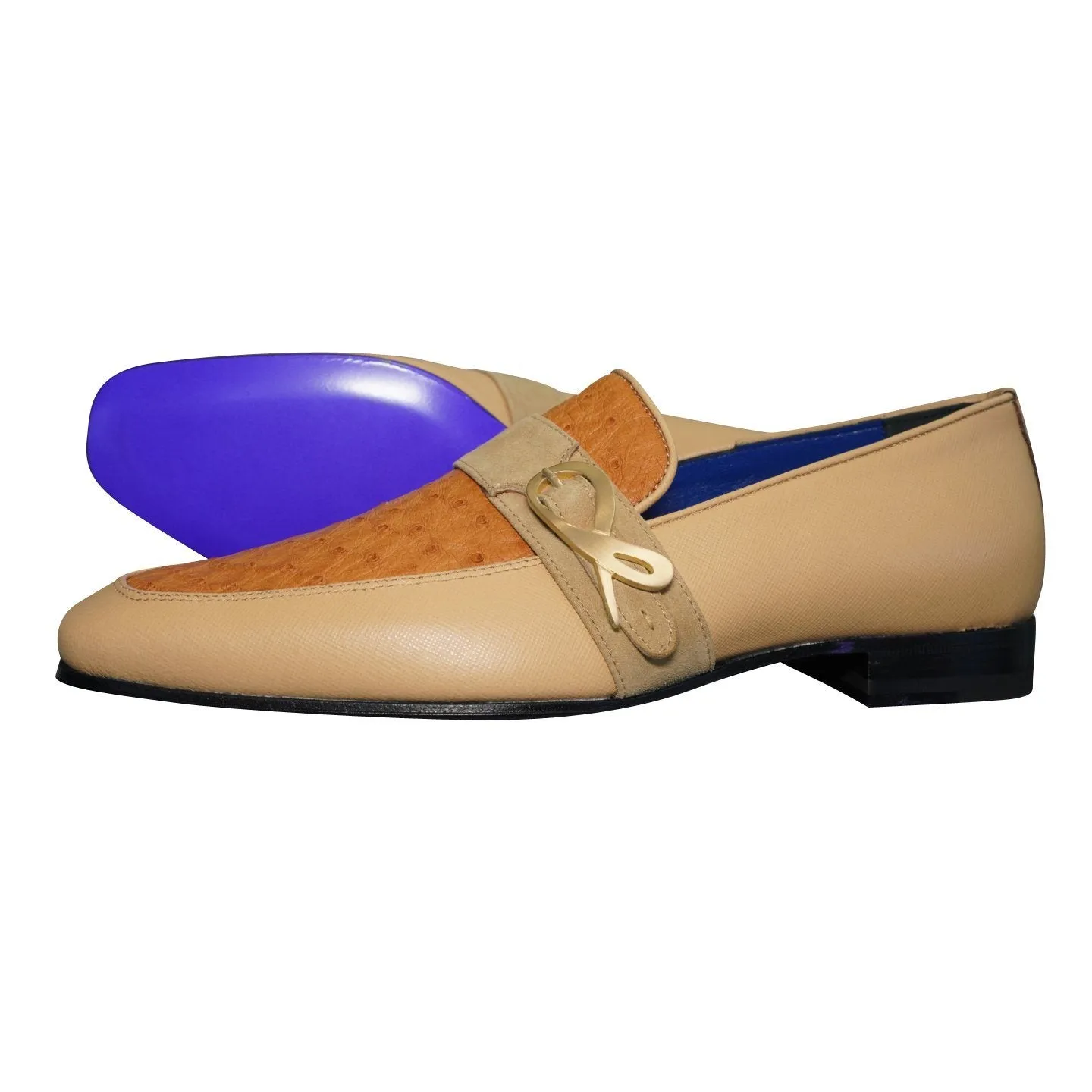 Tuscan Ostrich Monk Gold Loafer