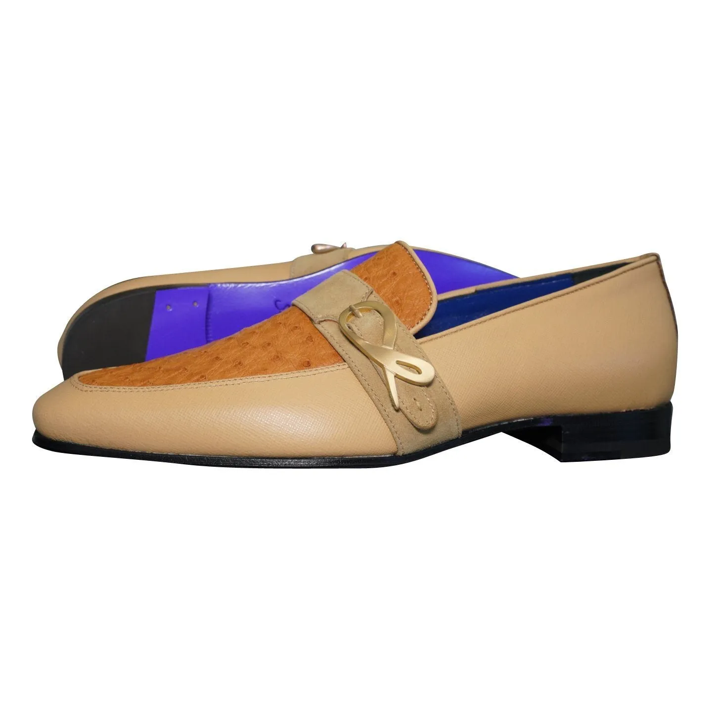 Tuscan Ostrich Monk Gold Loafer