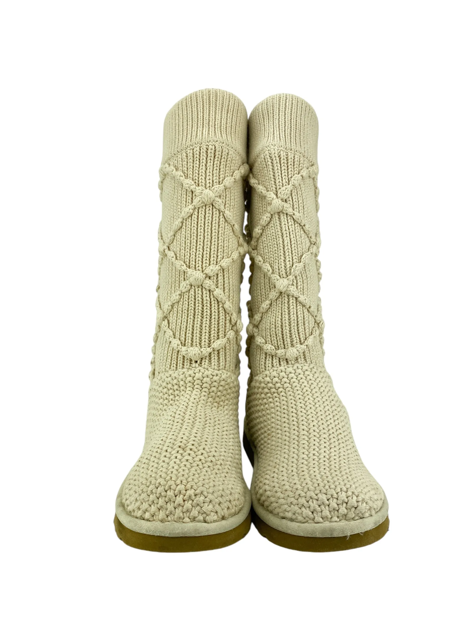 UGG Women's Argyle Knit Sweater Boot Cream Size 8