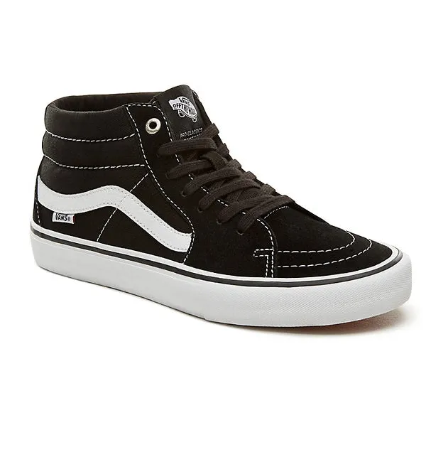 Vans SK8 Mid Pro - Black/White Skate Shoes