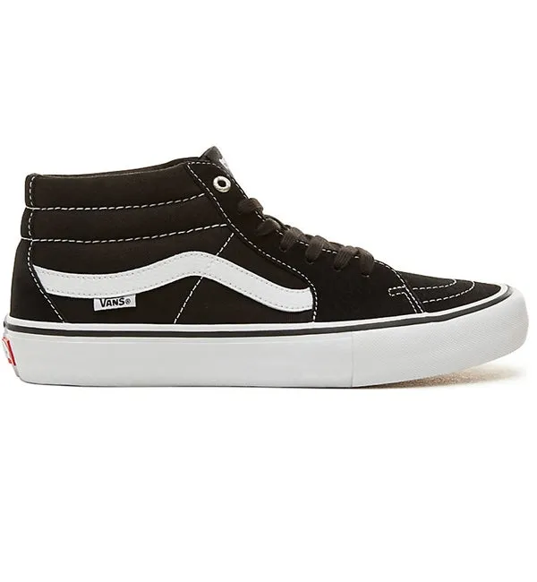 Vans SK8 Mid Pro - Black/White Skate Shoes