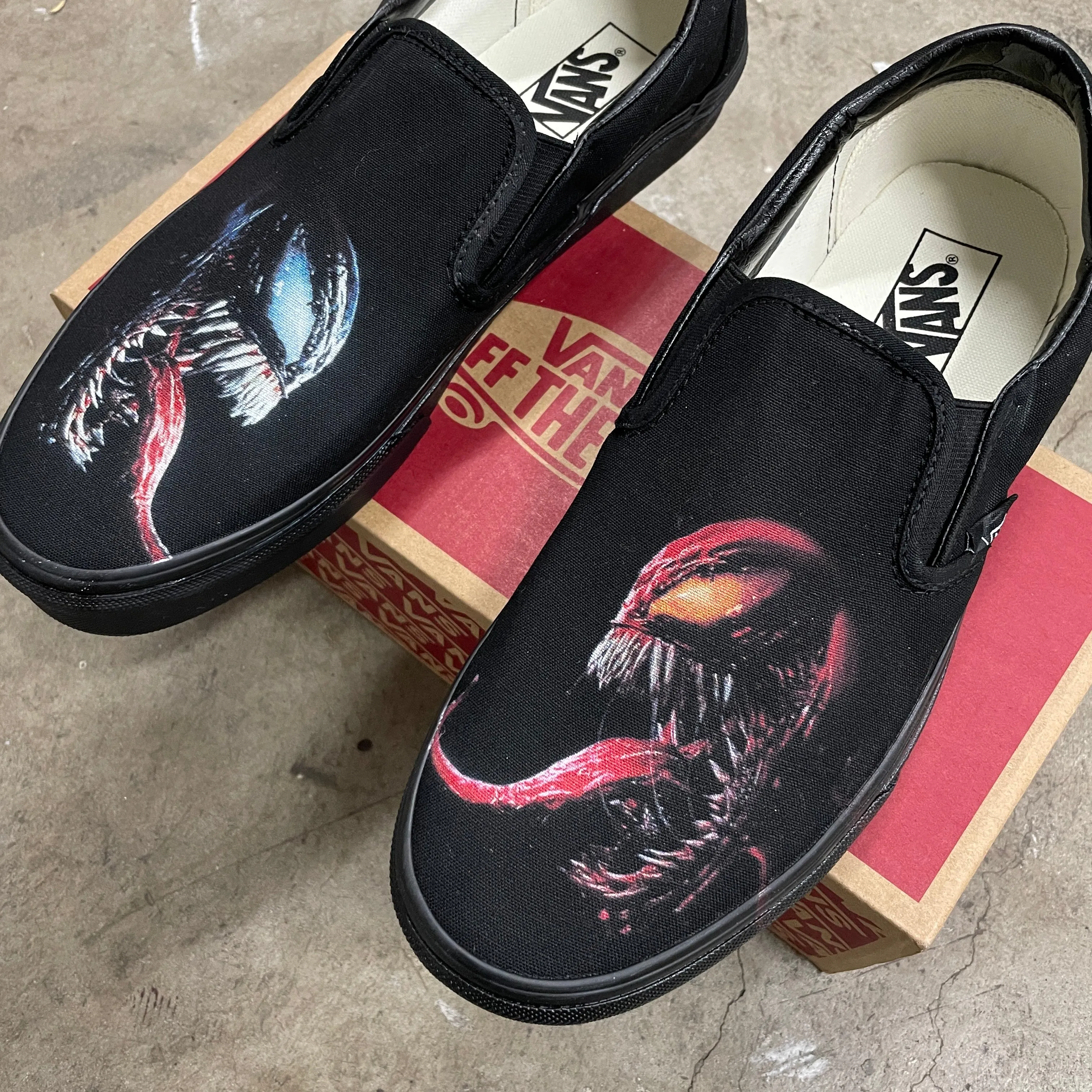 Venom VS Carnage All Black Slip Ons