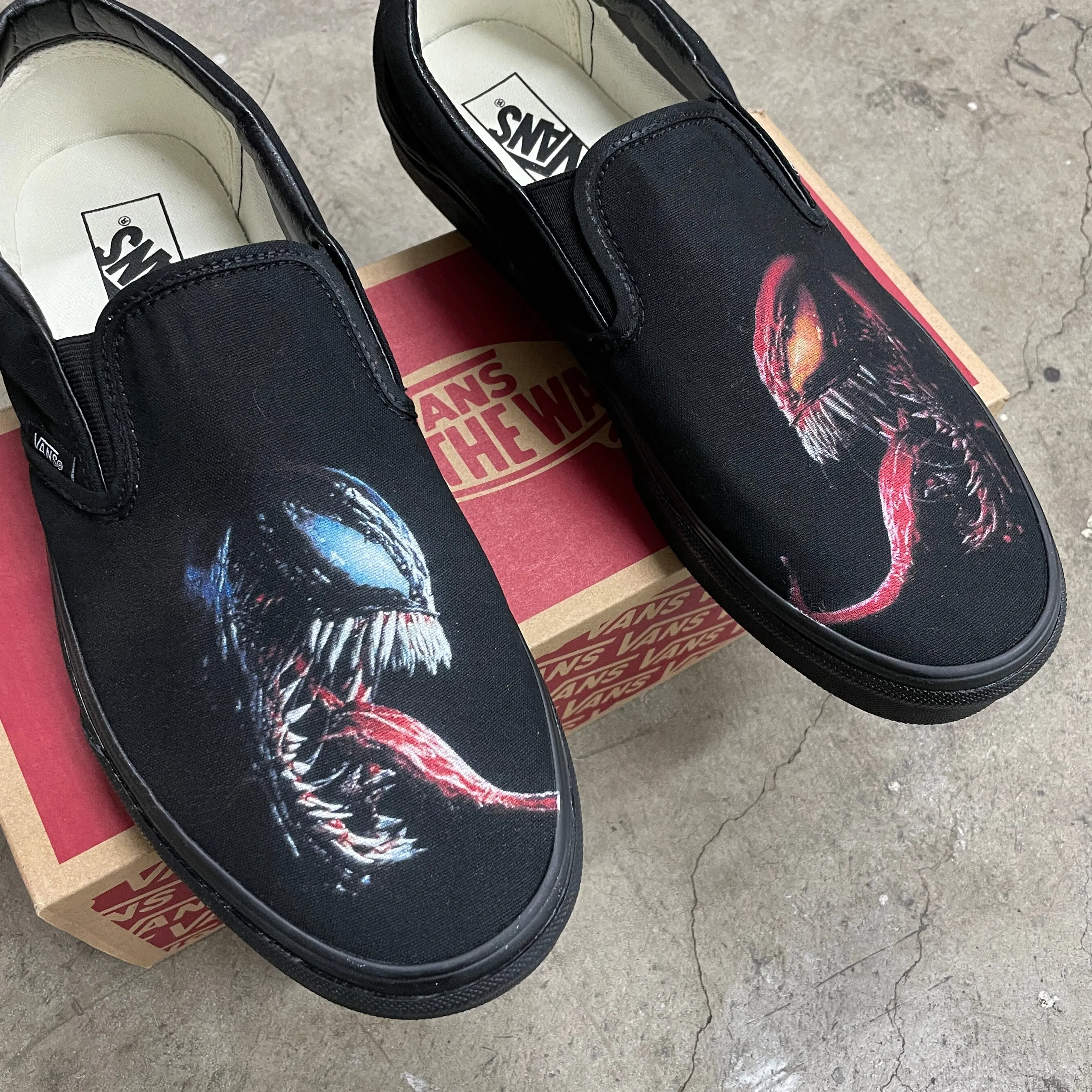 Venom VS Carnage All Black Slip Ons