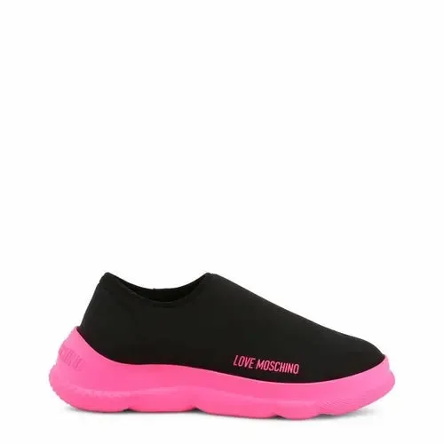 Vibrant Black and Neon Pink Slip-On Sneakers for Trendy Comfort