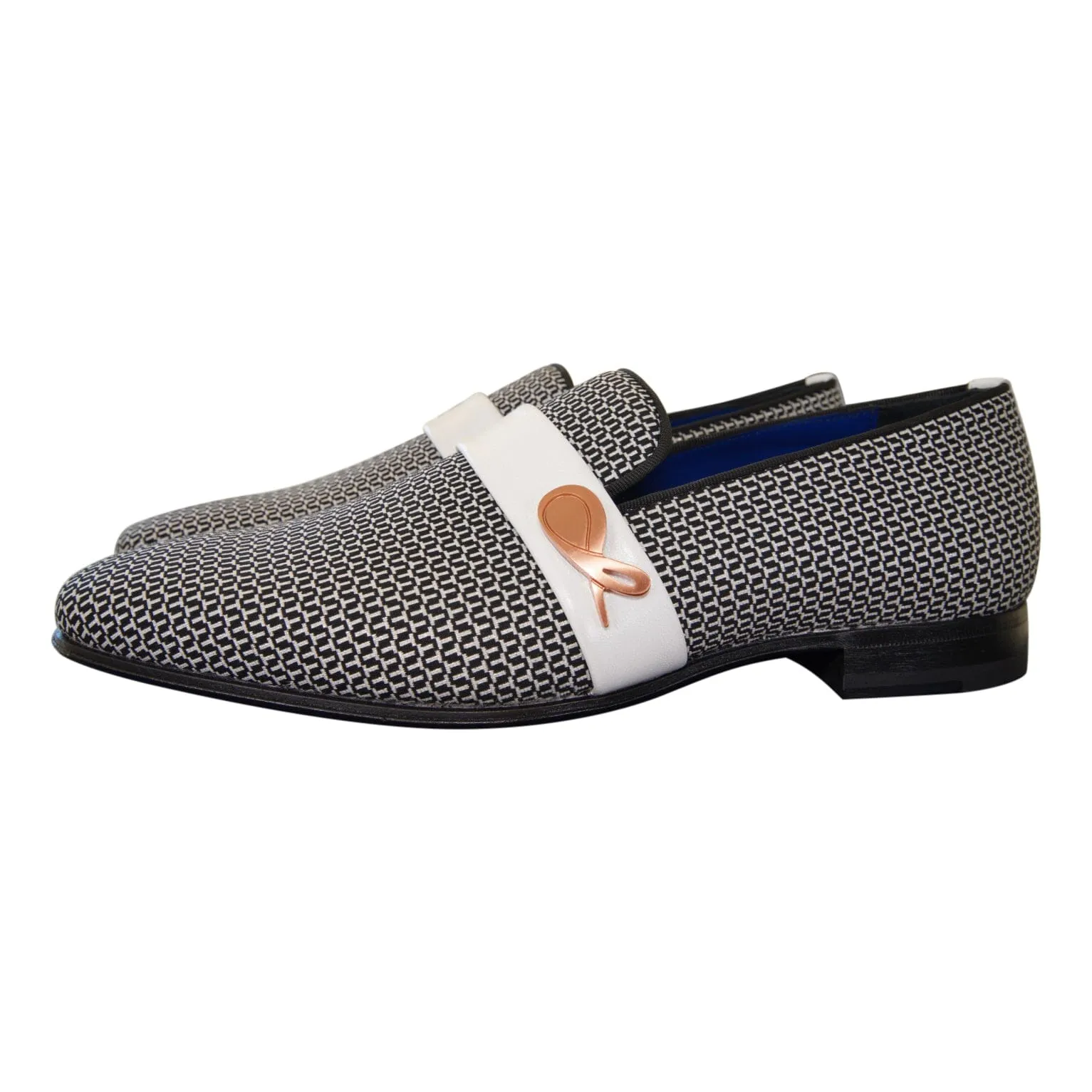 White Croccante Loafer With Rose Gold Hardware