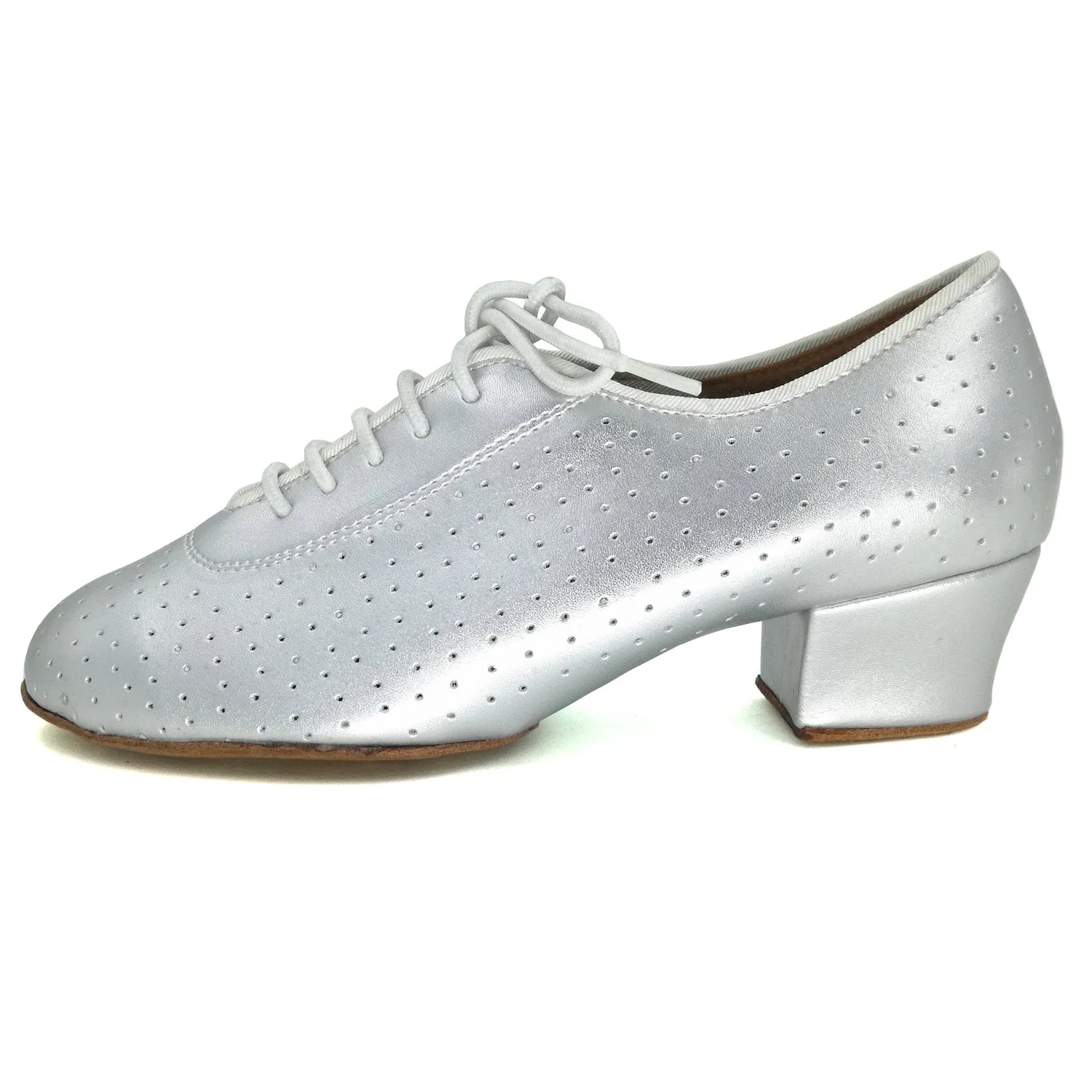 Women Ballroom Dancing Shoes Ladies Tango Latin Practice Dance Shoe Suede Sole Lace-up Closed-toe Split-sole Silver&nbsp;