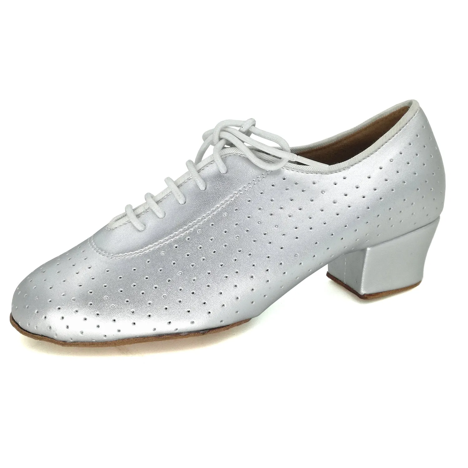 Women Ballroom Dancing Shoes Ladies Tango Latin Practice Dance Shoe Suede Sole Lace-up Closed-toe Split-sole Silver&nbsp;