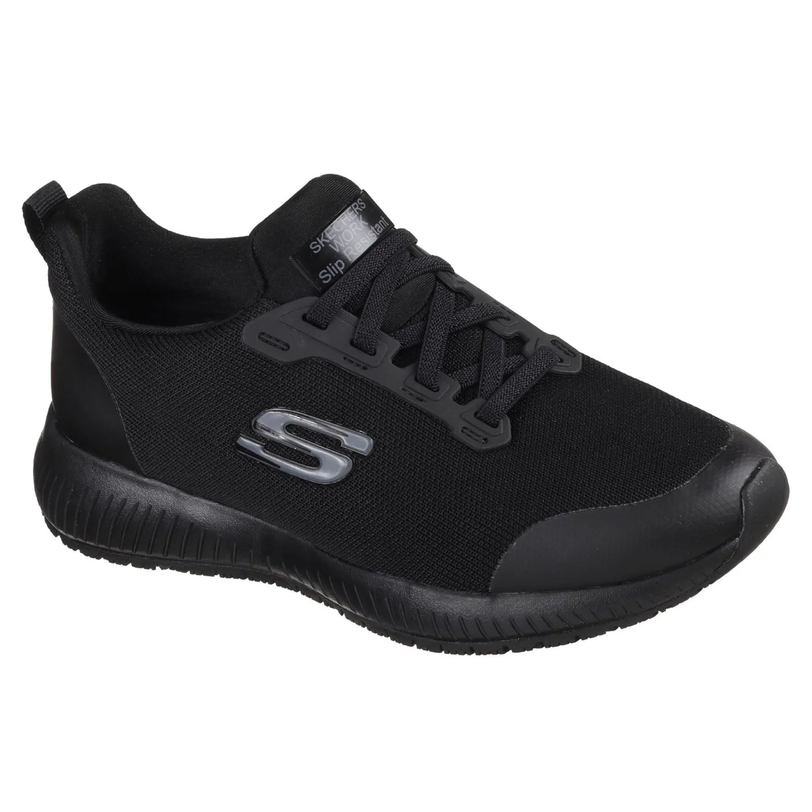 Women's Wide Fit Skechers 77222EC Squad SR Occupational Trainers - Black