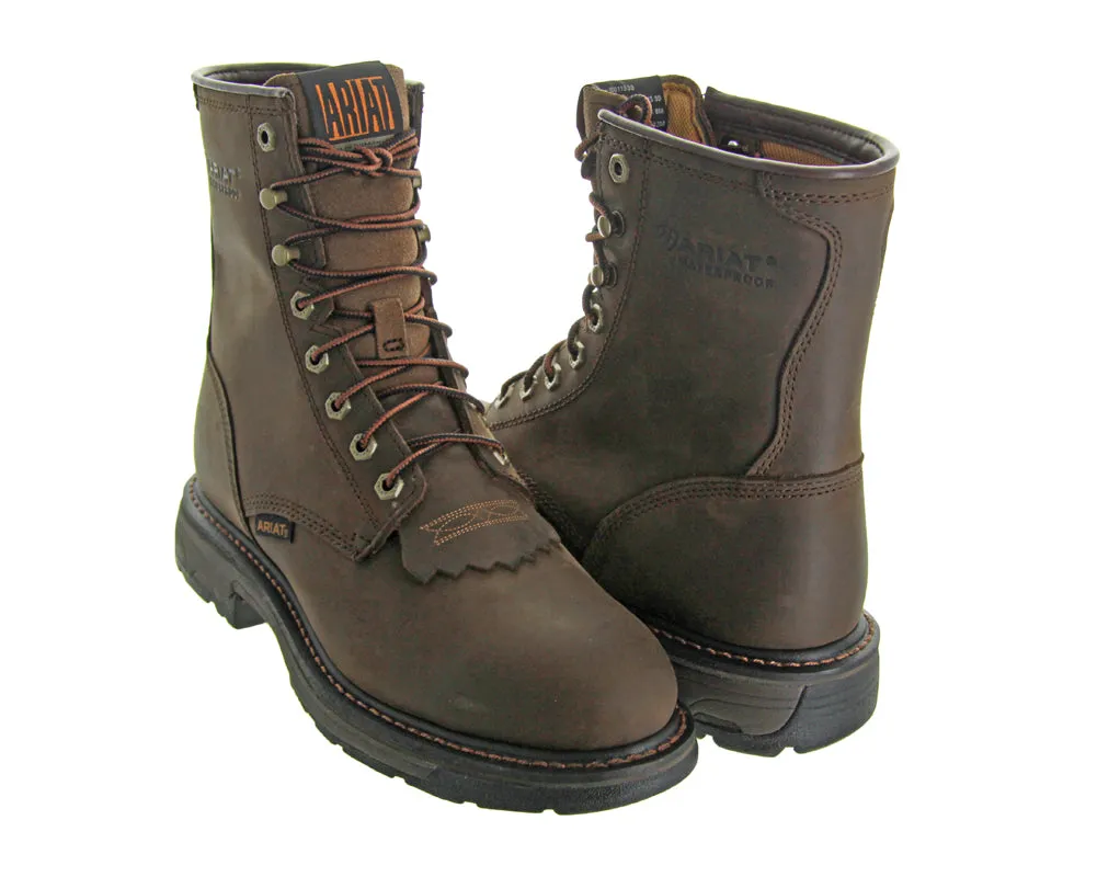 Workhog 8'' Oily Distress Brn WP by Ariat